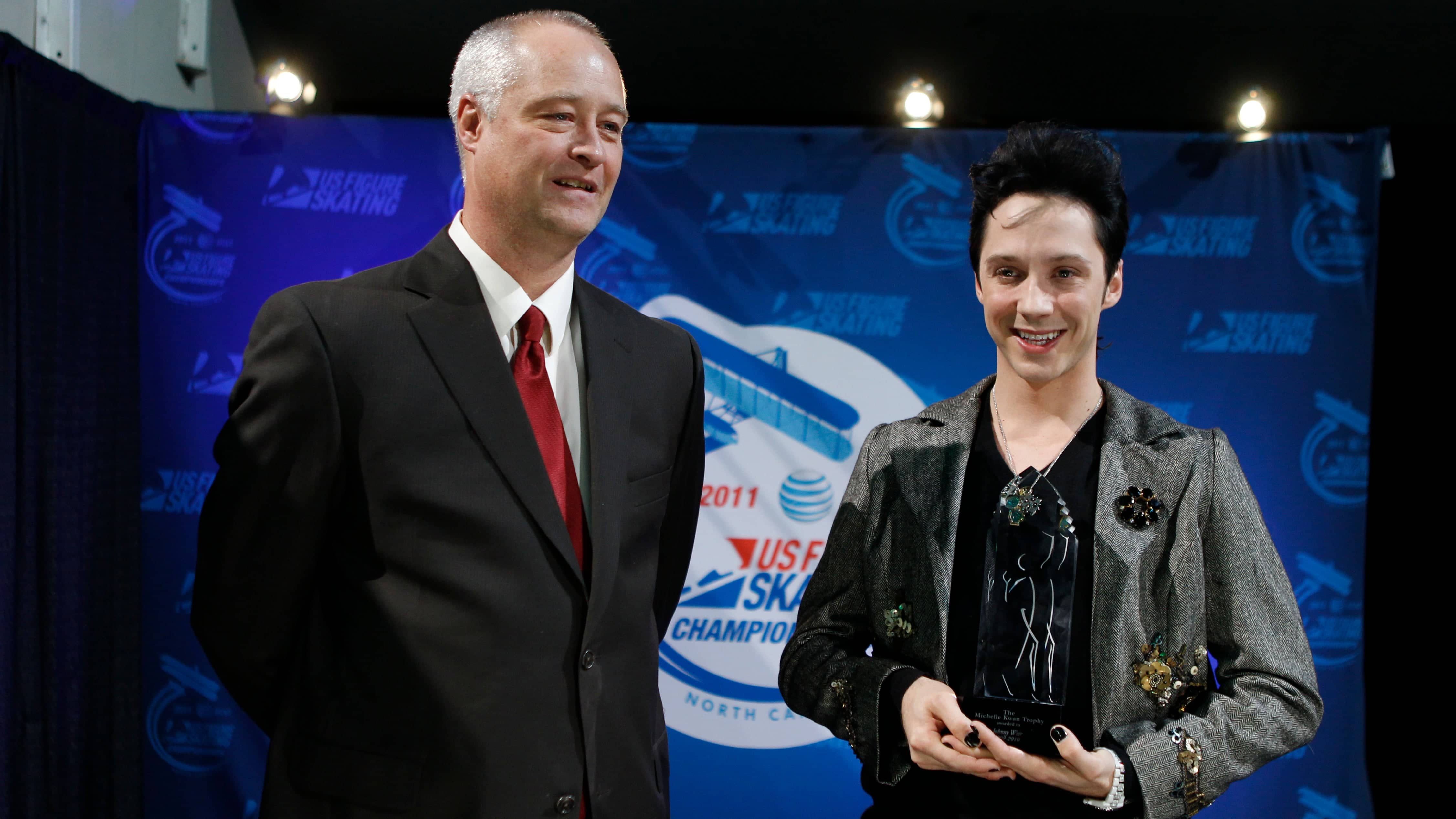 Johnny Weir accepts the Readers Choice Award in 2011